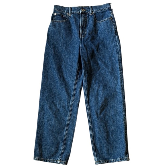 Everlane Way-High Jeans Straight Dark Blue Thick Cotton Stretch Size 27R Crop - Picture 1 of 14